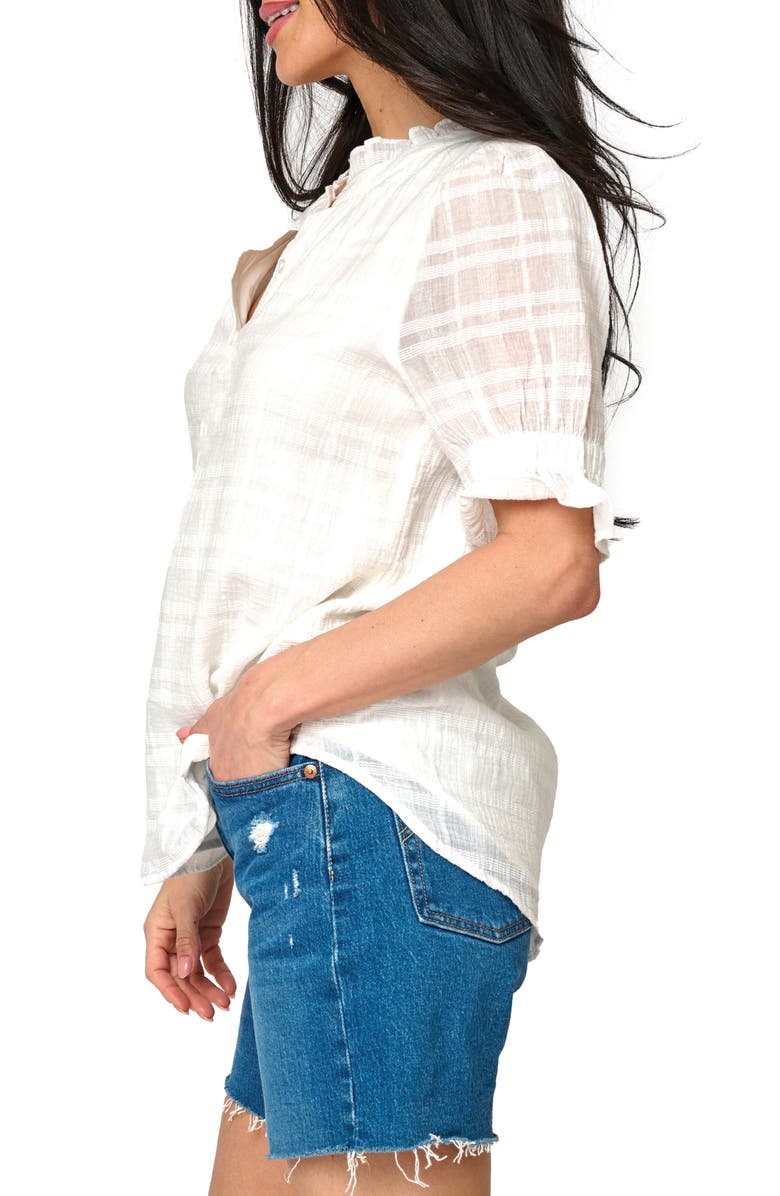 GIBSONLOOK Dianthus Crinkle Cotton Henley Top, Alternate, color, 