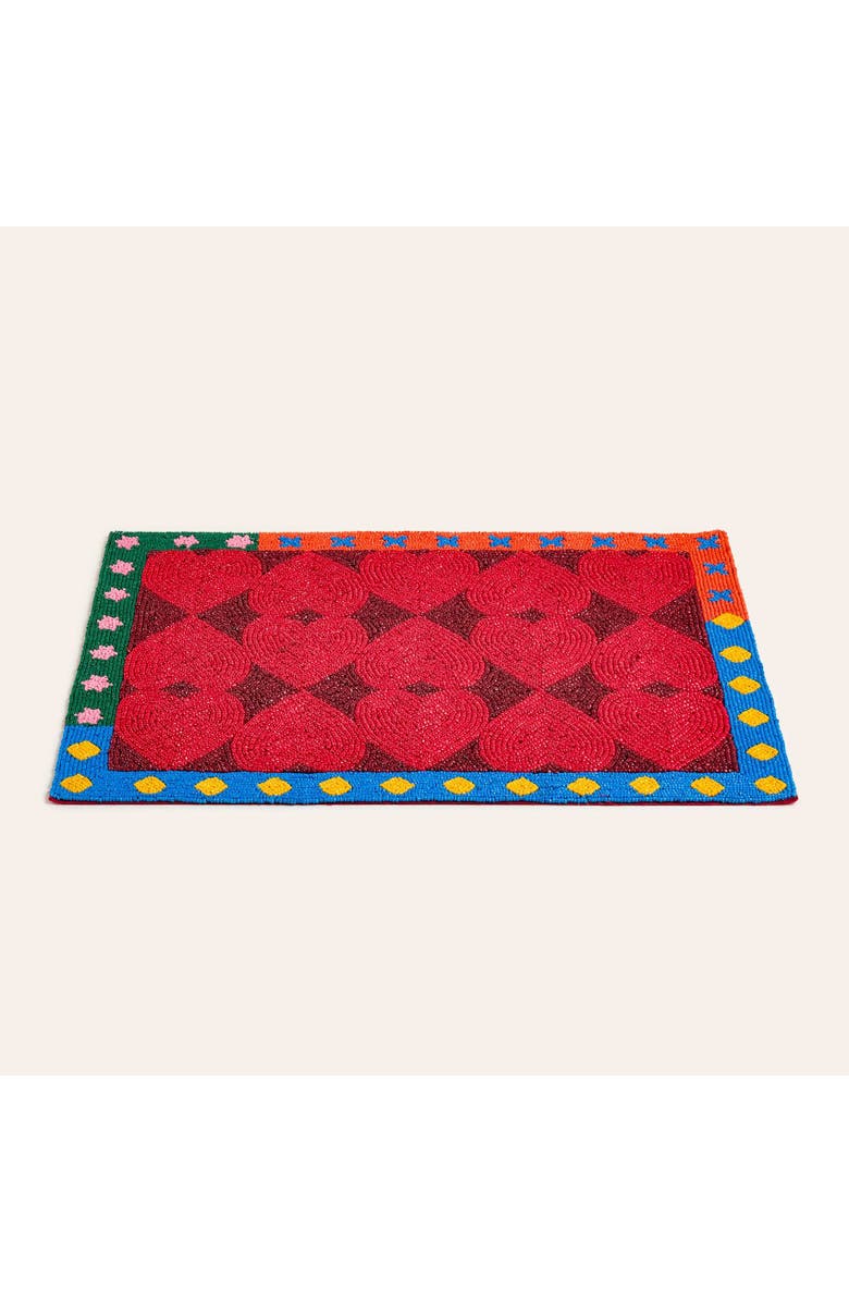 Zsa Zsa Zsu Dadri Beadded Placemat Heart 12X16 In, Alternate, color, Red