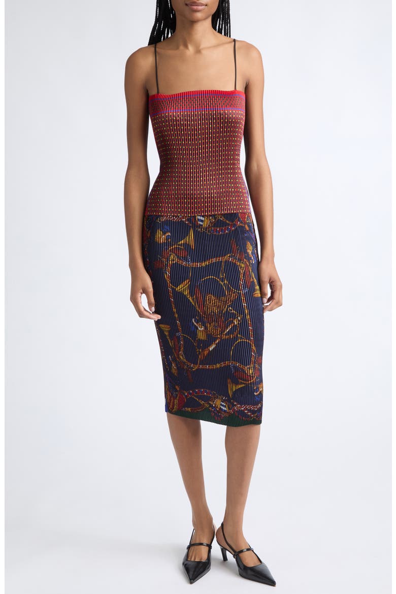 Pleated Scarf Camisole, Alternate, color, RED MULTI PRINT
