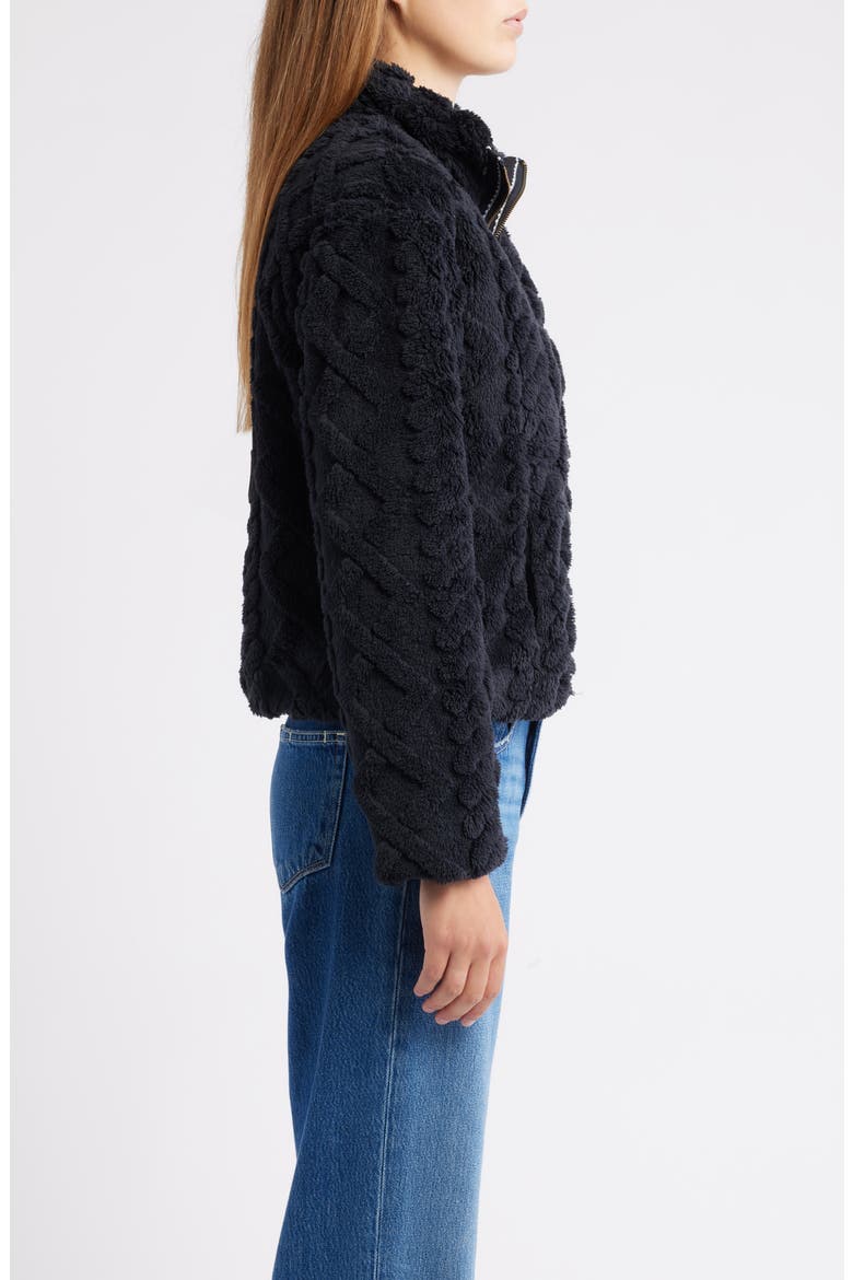 Textured Faux Fur Jacket, Alternate, color, BLACK