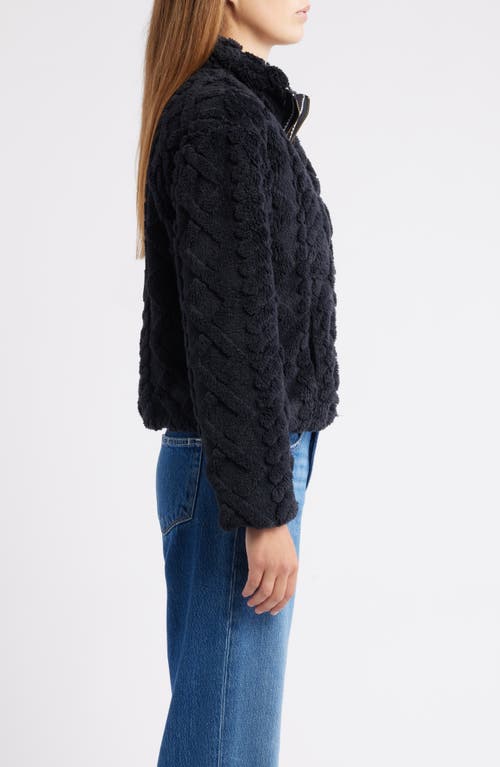 City Blues Textured Faux Fur Jacket In Black