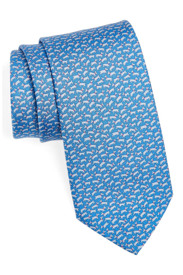 Tobia Print Silk Tie, Main, color, AZZURRO