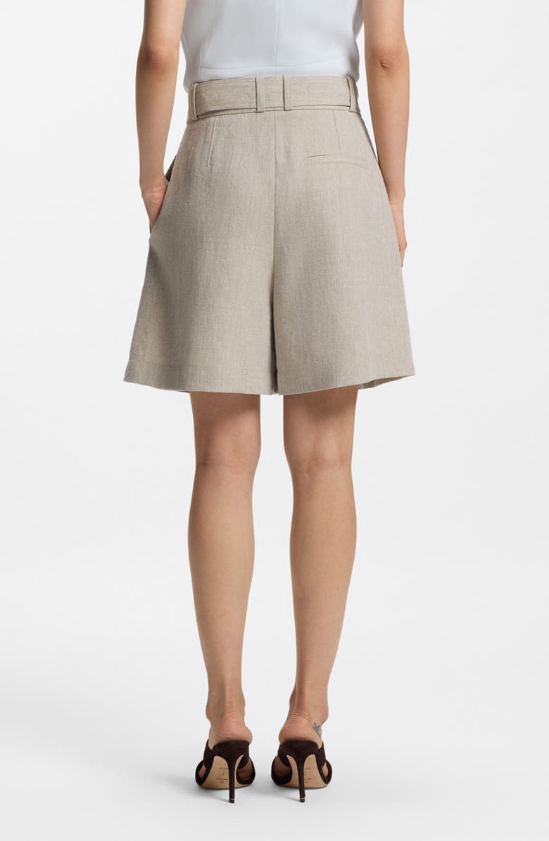 BOSS Tojuna Belted High Waist Shorts, Alternate, color, Herringbone Linen
