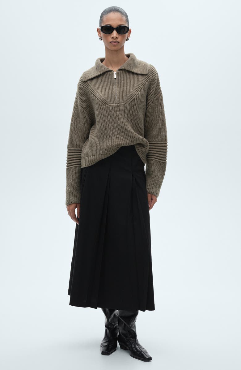 MANGO Pleated Midi Skirt, Alternate, color,