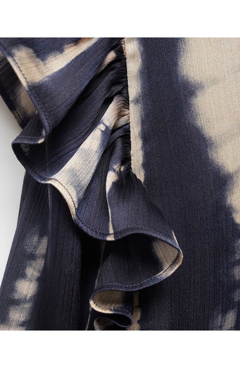 MANGO Catania 2 Tie Ruffle Dye Button-Up Shirt, Alternate, color, 