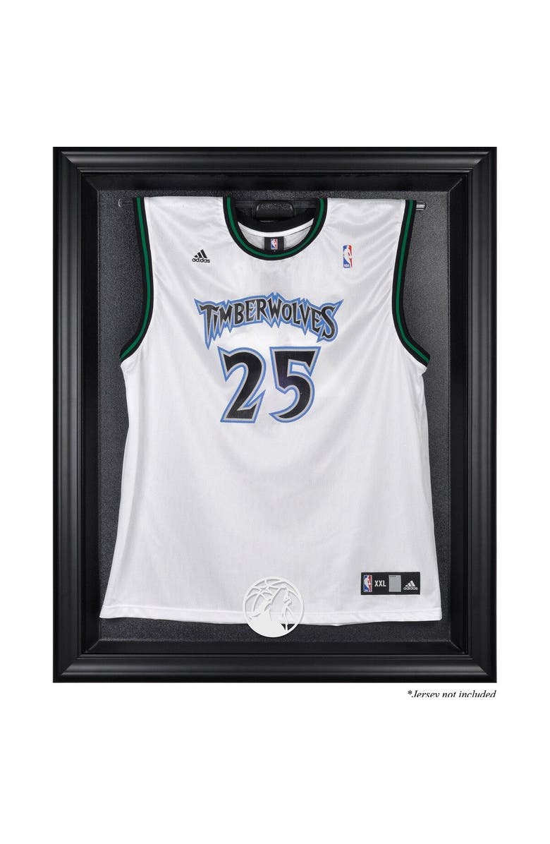 FANATICS AUTHENTIC Minnesota Timberwolves Framed Black Team Logo Jersey Display Case, Main, color, 