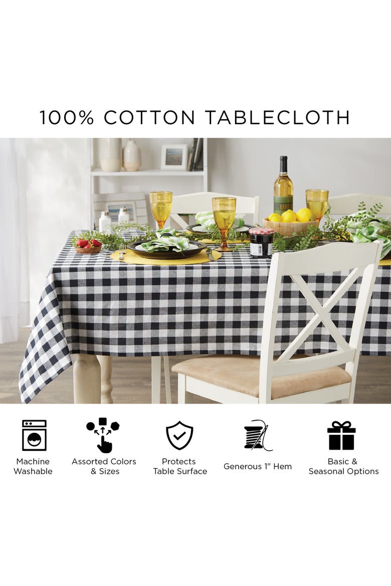 Cotton Check Tablecloth, Alternate, color, Tango Red
