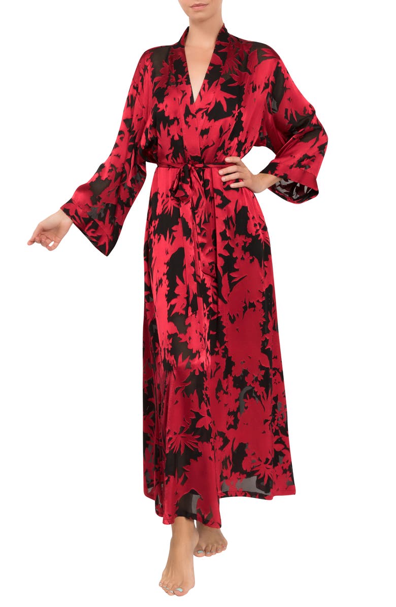 Everyday Ritual Colette Floral Print Robe, Main, color, Red Black Floral