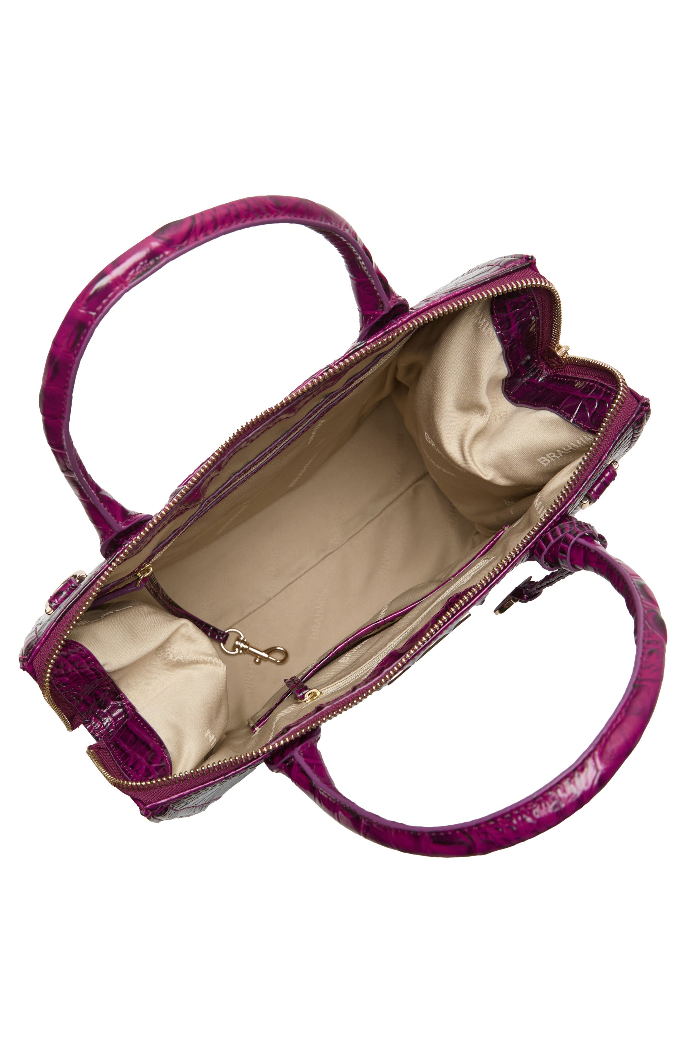 Caroline Croc Embossed Leather Satchel, Alternate, color, SUGAR PLUM