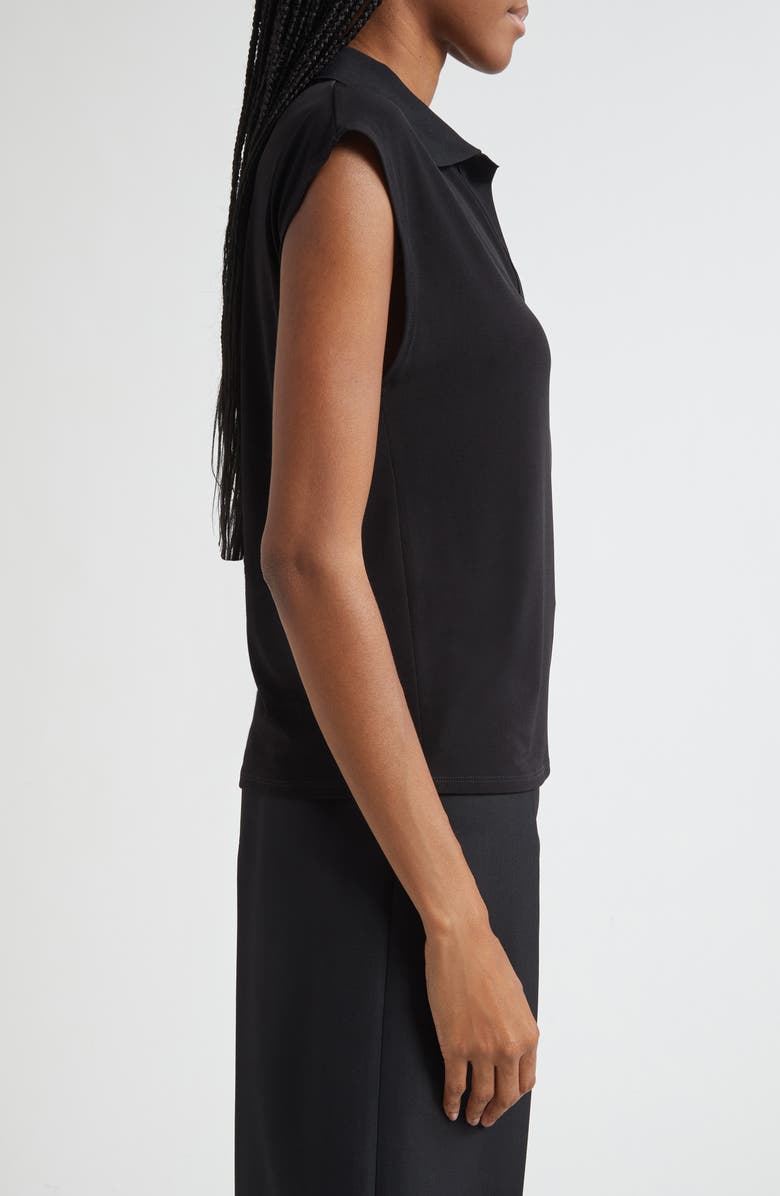 Vince Cap Sleeve Johnny Collar Polo, Alternate, color, Black