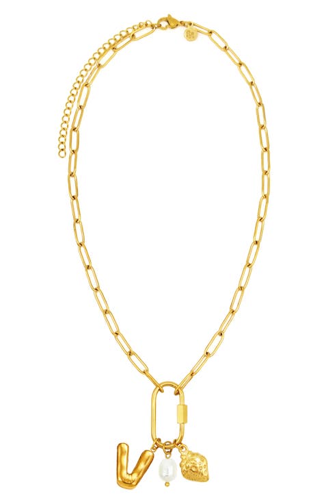 Carabiner Initial Necklace