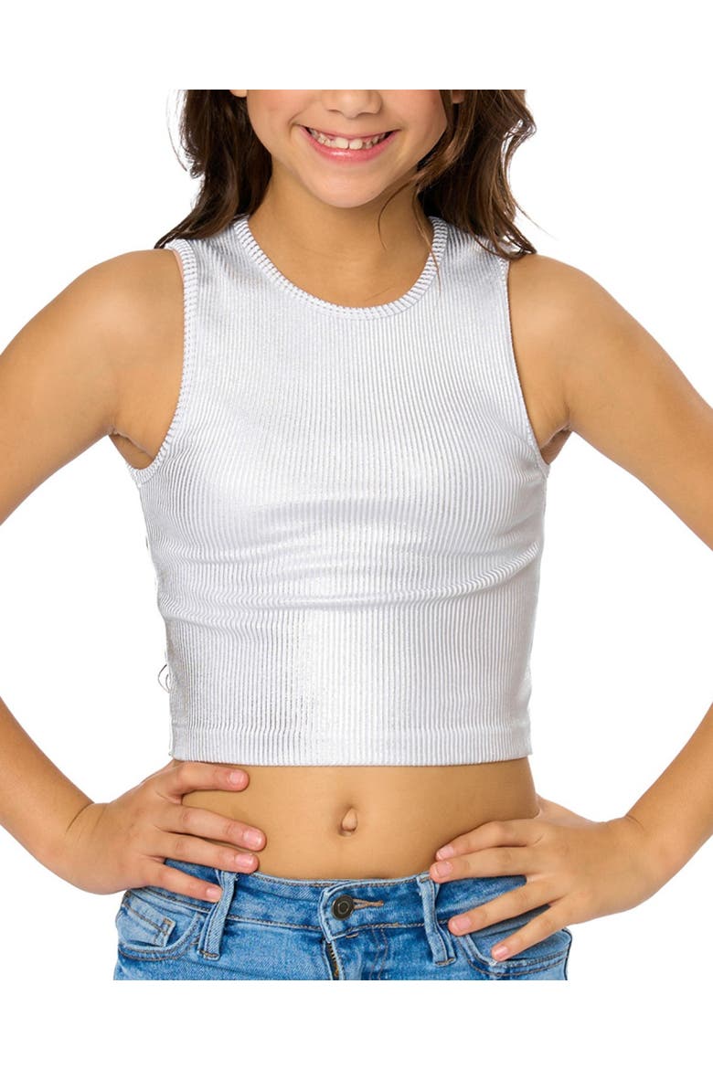Metallic paint ribbed top - Big Kid, Main, color, White