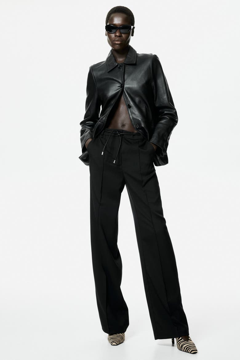 Straight-leg Pants With Belt, Alternate, color, Black