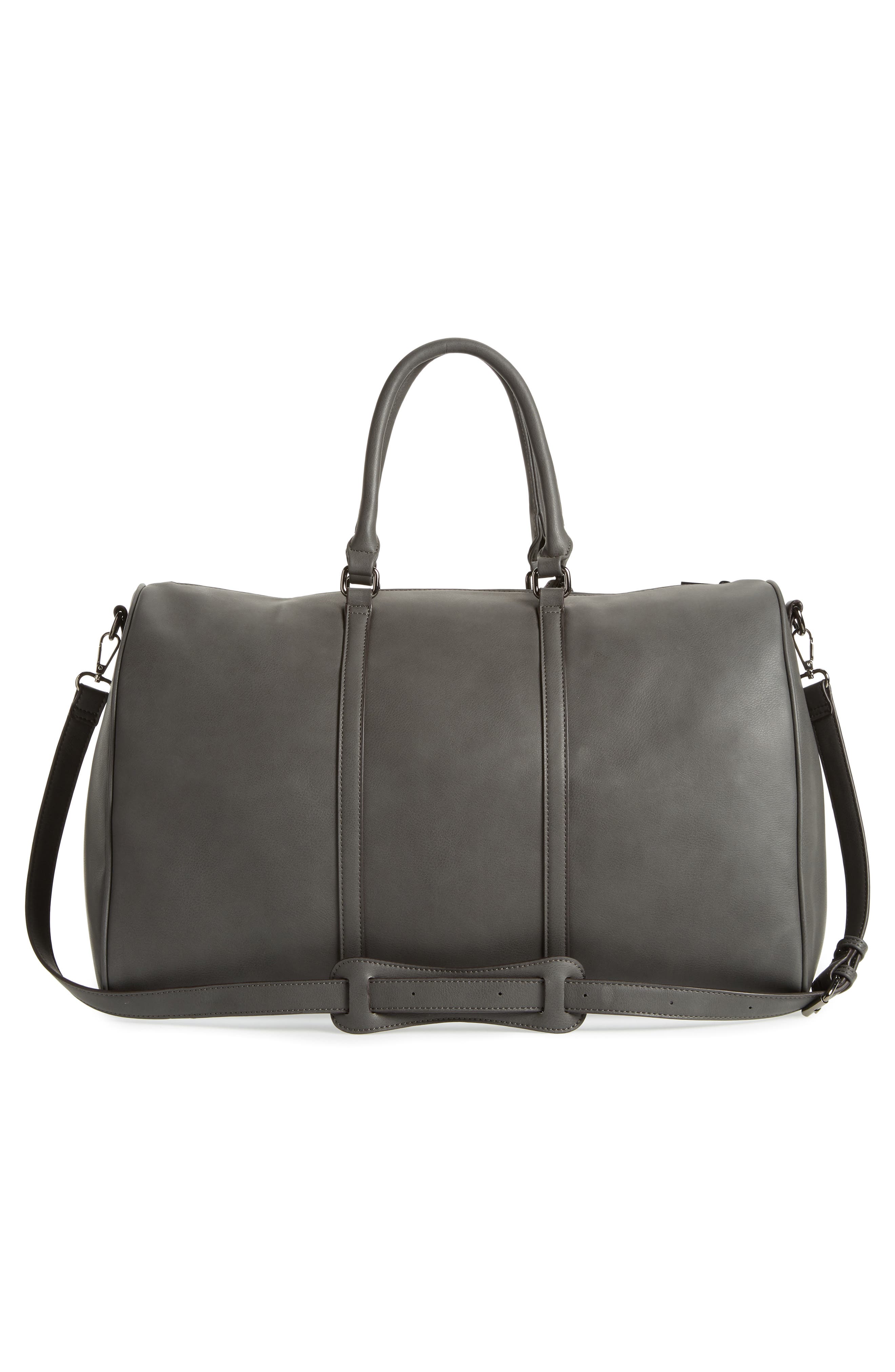 Lacie Faux Leather Duffle Bag, Alternate, color, CHARCOAL