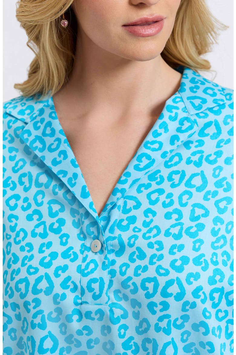 Sloane Leopard Print Shirtdress, Alternate, color, IBIZA TURQ MULTI