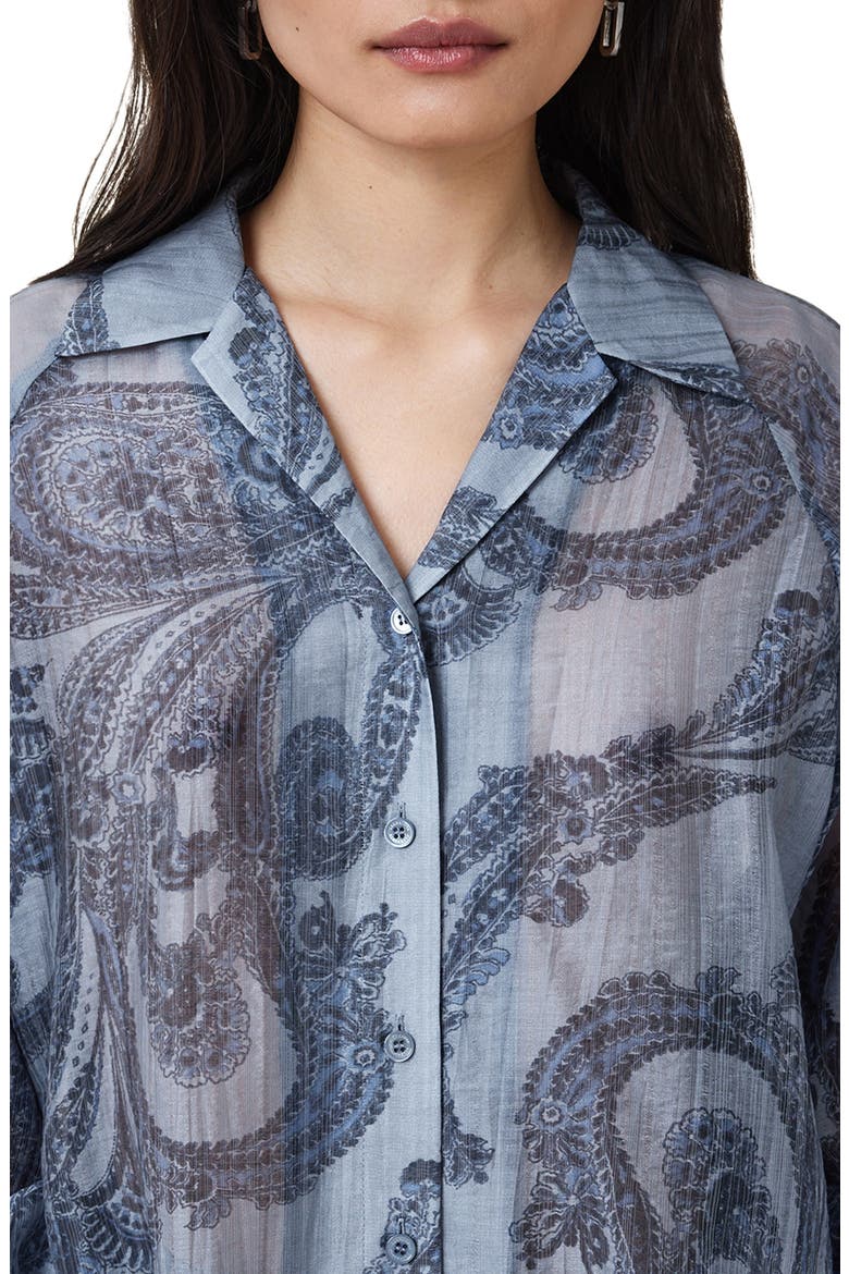 Isla Paisley Button-Up Shirt, Alternate, color, LITA DENIM BLUE