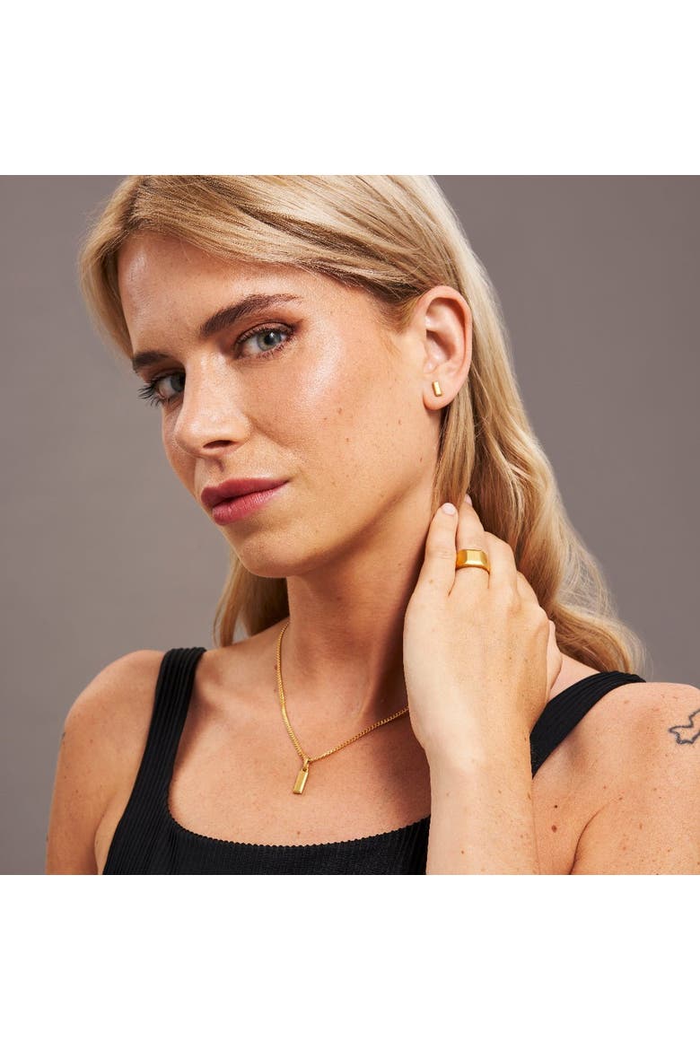 Mini Bullion Bar Stud Earrings, Alternate, color, Gold 9k