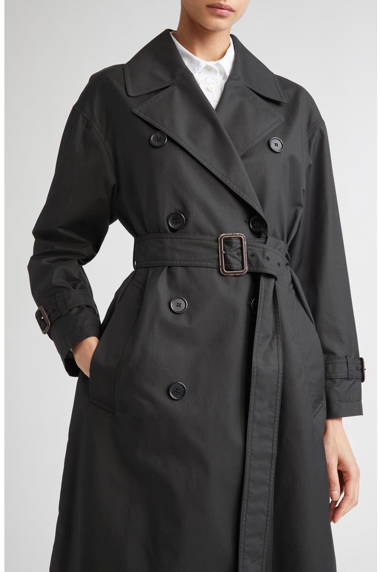 Fiorito Water Repellent Twill Trench Coat, Alternate, color, BLACK