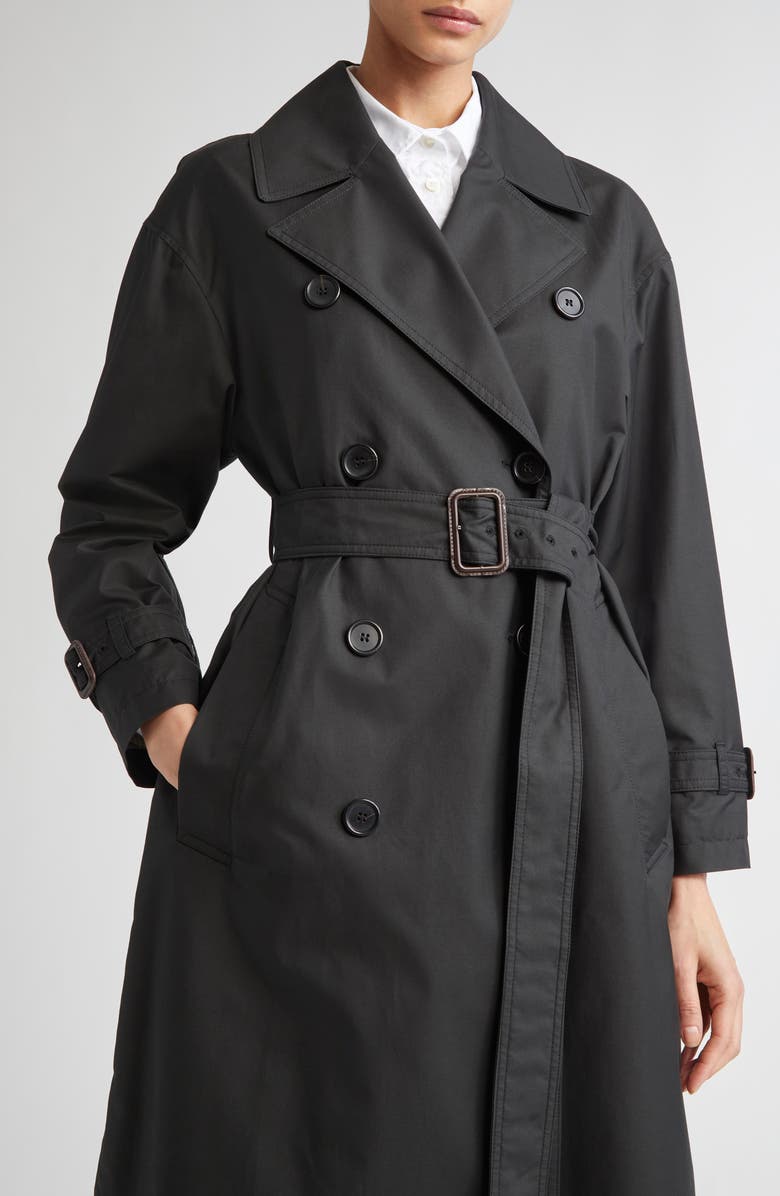 Max Mara Fiorito Water Repellent Twill Trench Coat, Alternate, color, Black