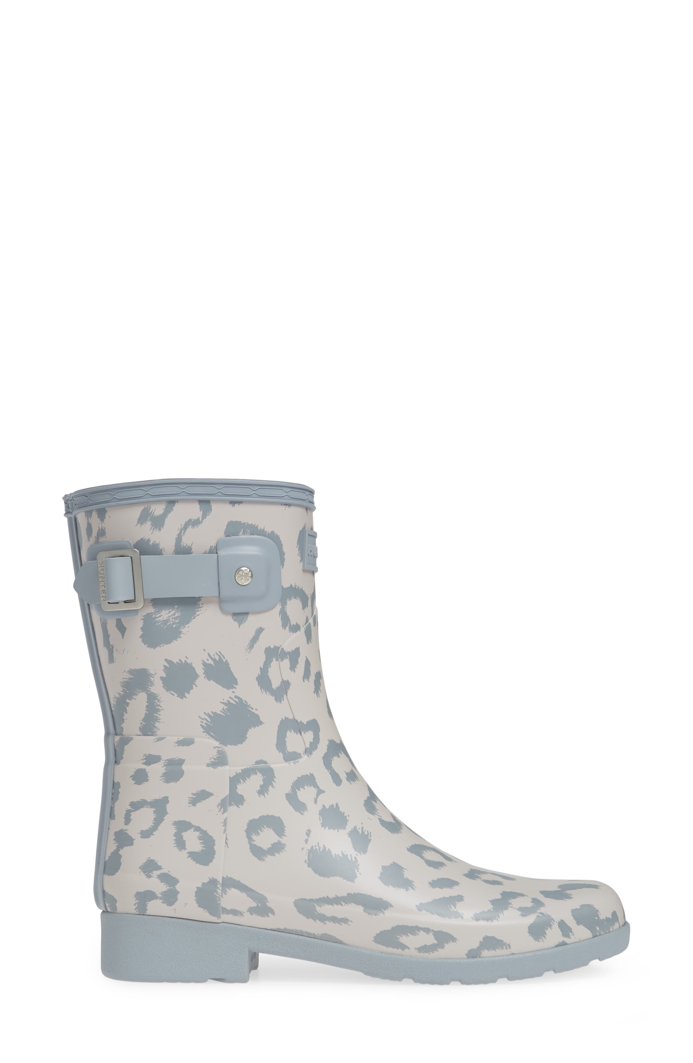 Hunter Original Leopard Print Refined Short Rain Boot, Alternate, color, 