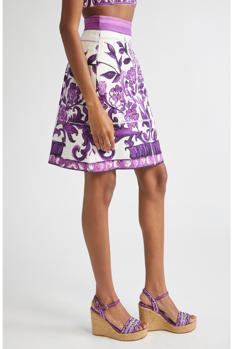 Majolica Print A-Line Skirt, Alternate, color, IP3TN MIX MAIOLICA VIOLA