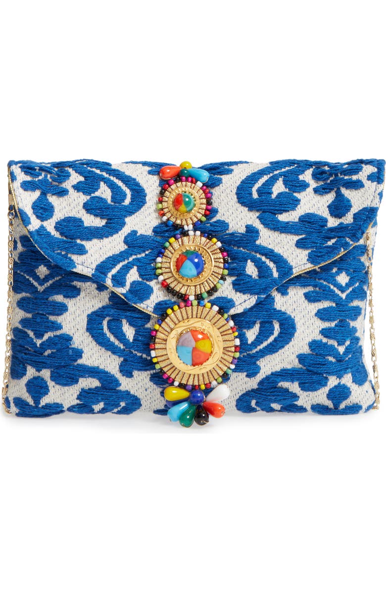 STEVEN by Steve Madden Beaded & Embroidered Clutch, Main, color,