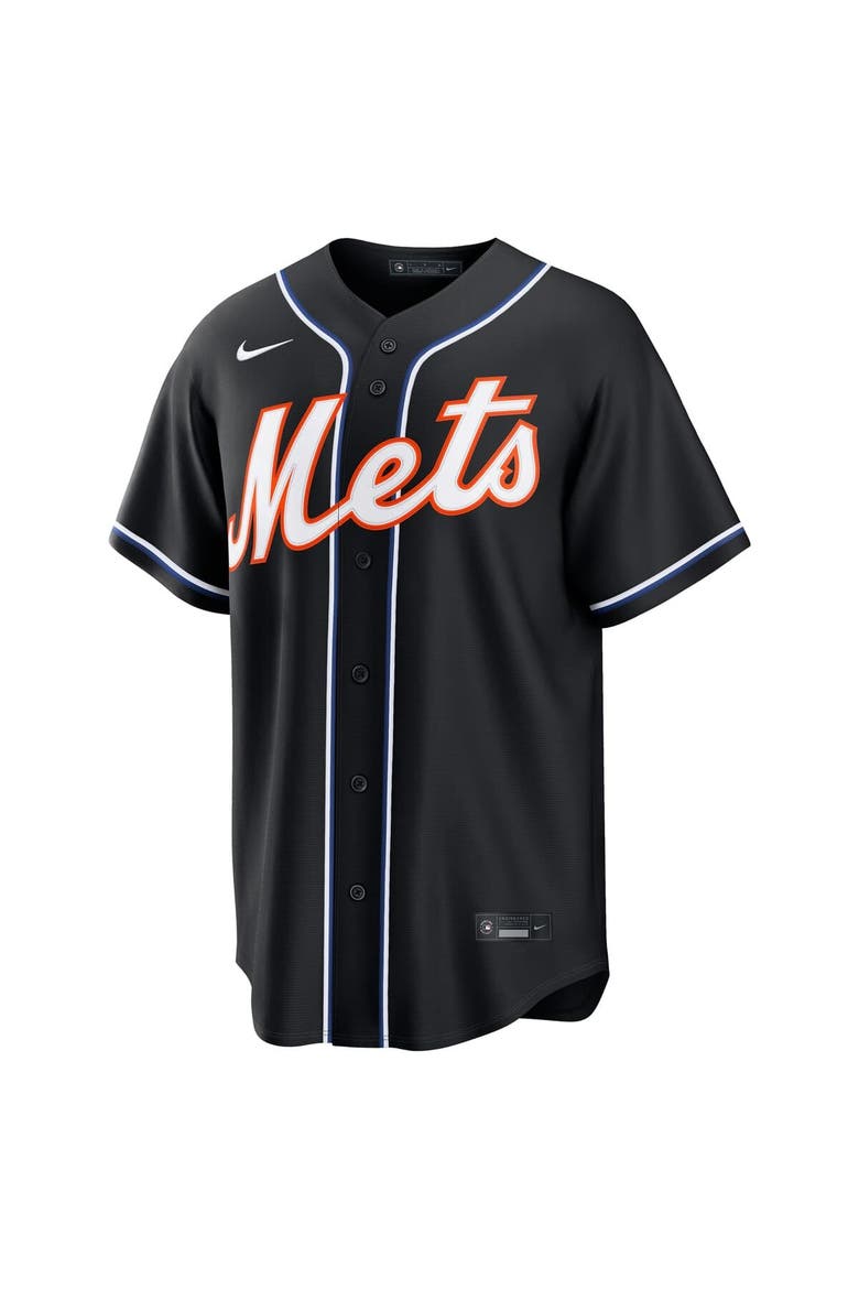 Men's Nike Francisco Lindor New York Mets Fashion Replica Black Out Jersey, Alternate, color, Black