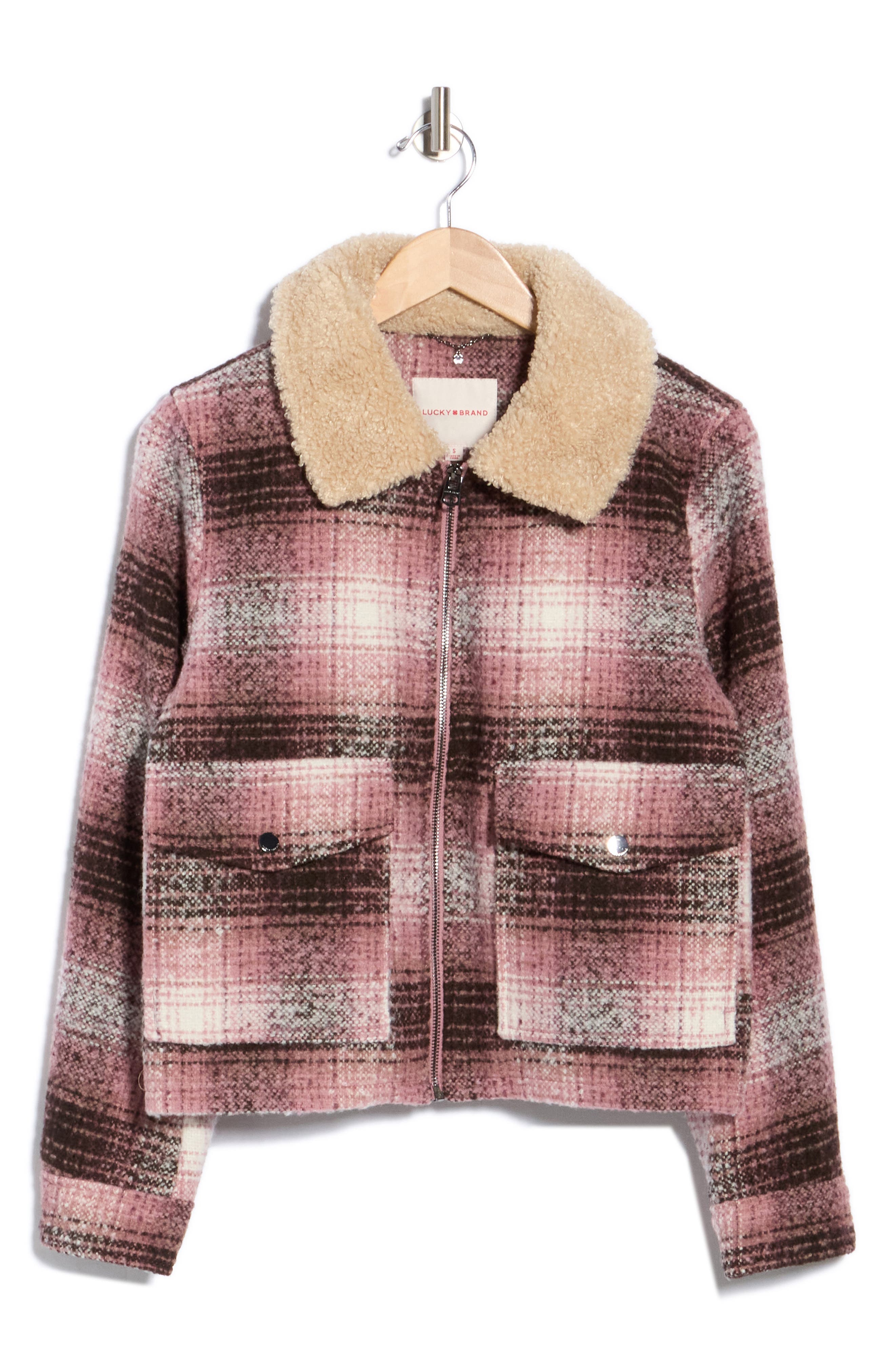 Plaid Faux Fur Crop Jacket