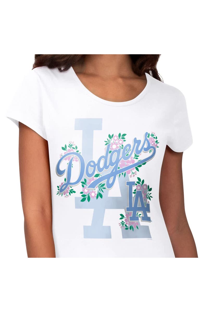 G-III 4HER BY CARL BANKS Women's G-III 4Her by Carl Banks White Los Angeles Dodgers Floral Endzone T-Shirt, Alternate, color, White