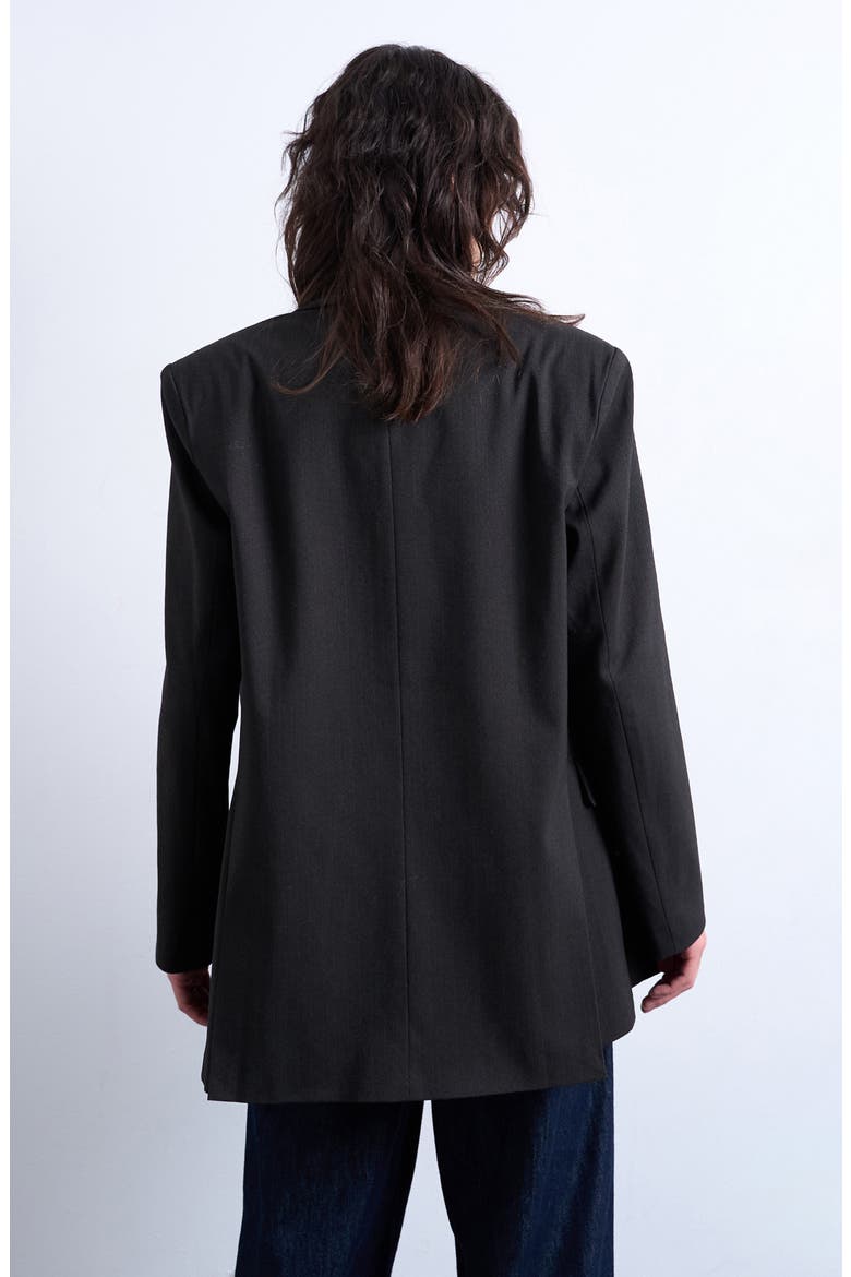 Pinstripe Double Breasted Blazer, Alternate, color, BROWN