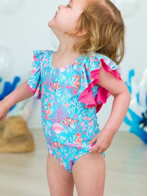 RUFFLEBUTTS RUFFLEBUTTS BABY/TODDLER GIRLS UPF50+ SUN PROTECTED BUTTERFLY ONE PIECE 