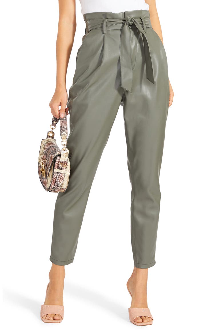 BB Dakota Skin in the Game Faux Leather Pants, Main, color, SURPLUS GREEN