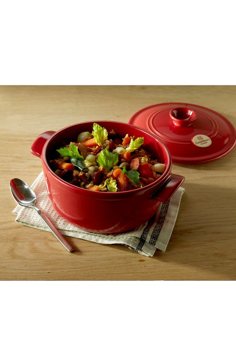 Emile Henry Flame Round Stewpot Dutch Oven, 4.2 Quart, Alternate, color, Red