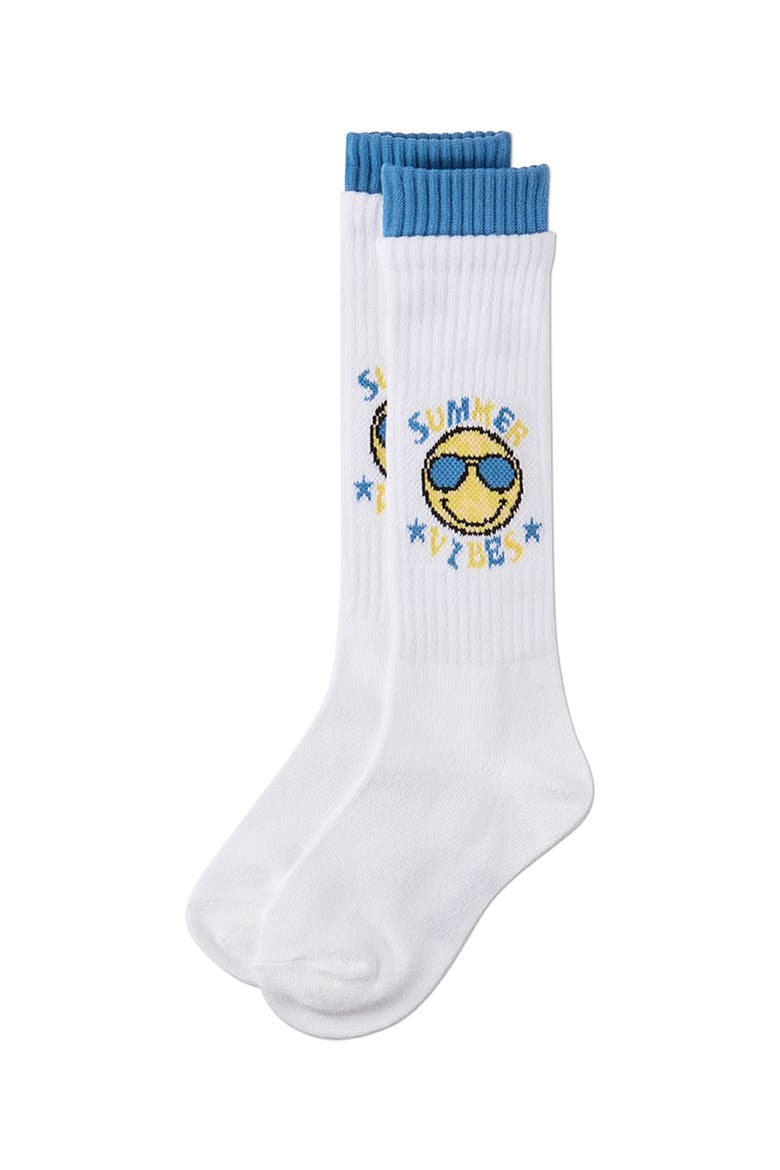 Summer Vibes  Knee High Sock with Faux-Layer Cuffs, Alternate, color, Blue