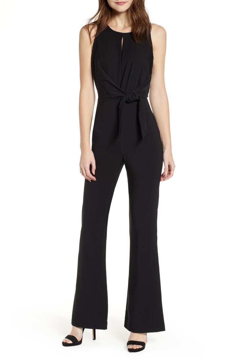 Tie Front Jumpsuit, Main, color, BLACK