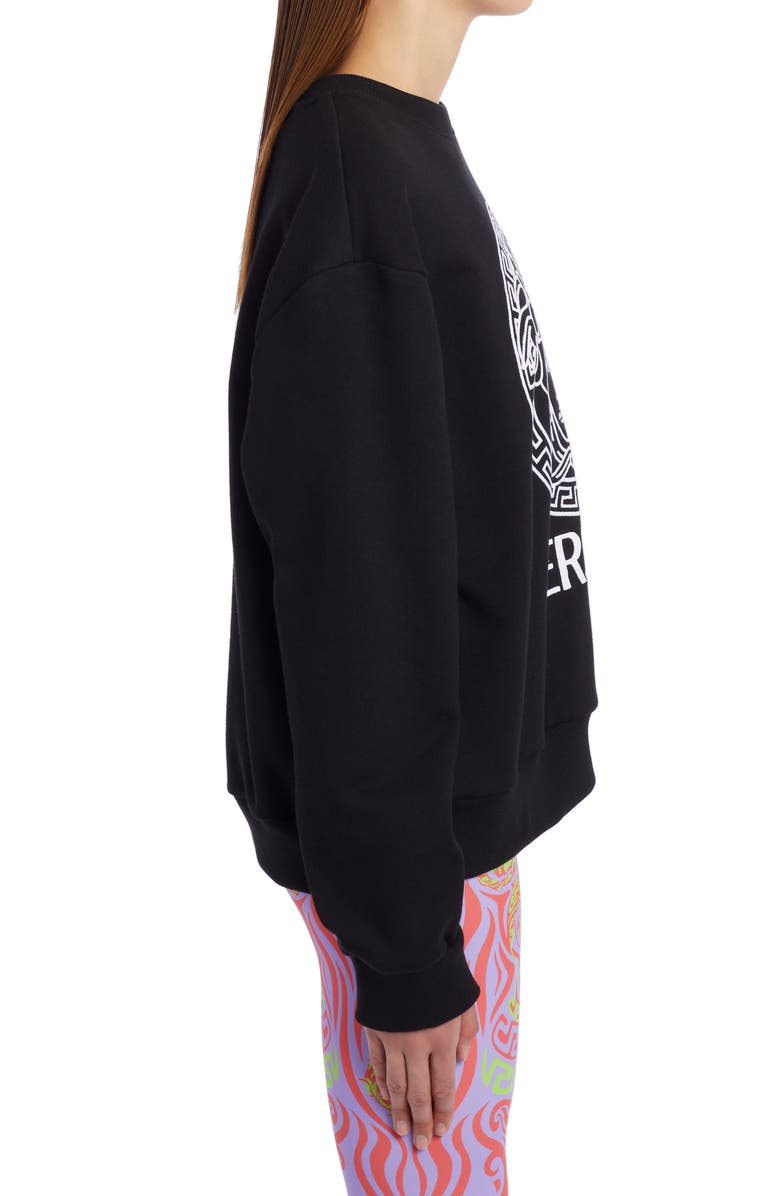 Versace Embroidered Medusa Logo Cotton Sweatshirt, Alternate, color, 