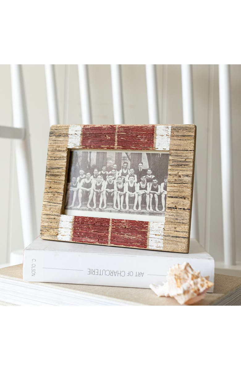 Foreside Home and Garden 4x6 Inch Washed Driftwood Picture Frame Red Wood MDF & Glass, Alternate, color, Red