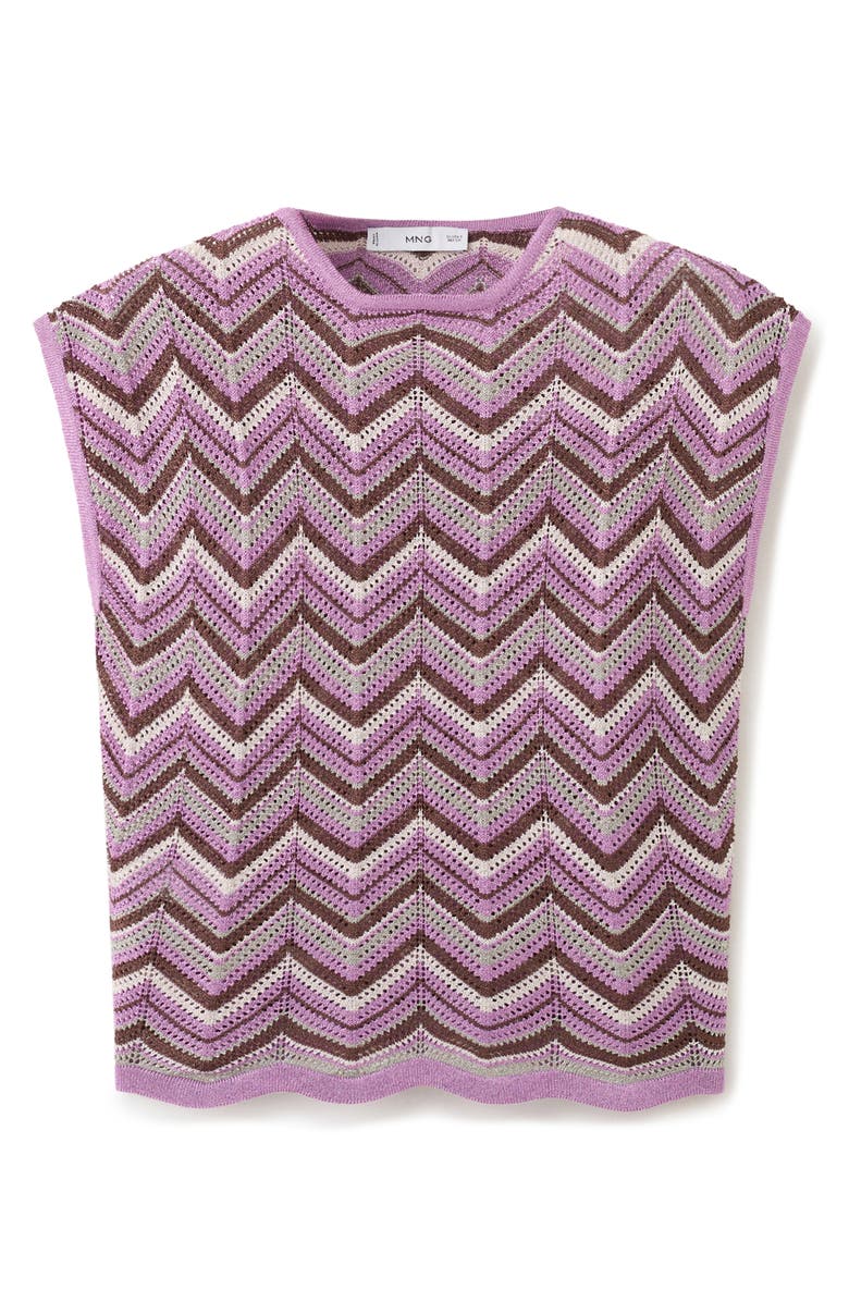 MANGO Open Stitch Zigzag Sweater, Alternate, color, Purple