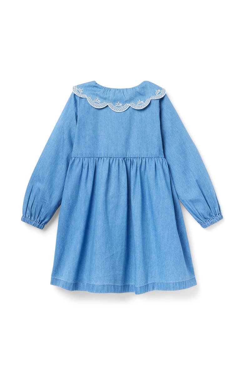 Janie and Jack Chambray Embroidered Collar Dress, Alternate, color, 
