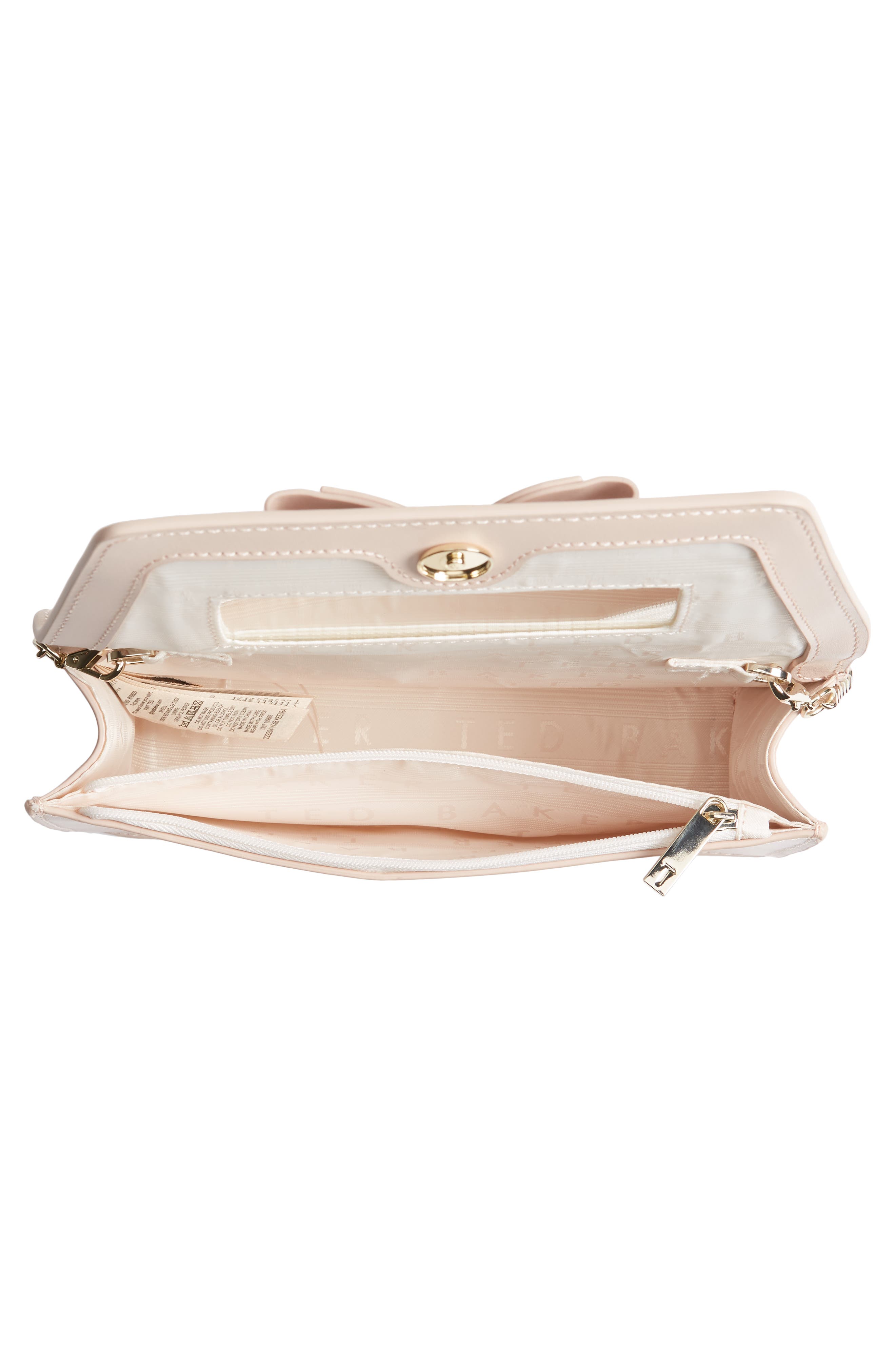 Keeiira Bow Leather Evening Bag, Alternate, color, DUSKY-PINK
