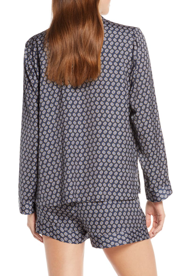 Satin Nightshirt Pajamas (Nordstrom Exclusive), Alternate, color, NAVY IRIS FOULARD