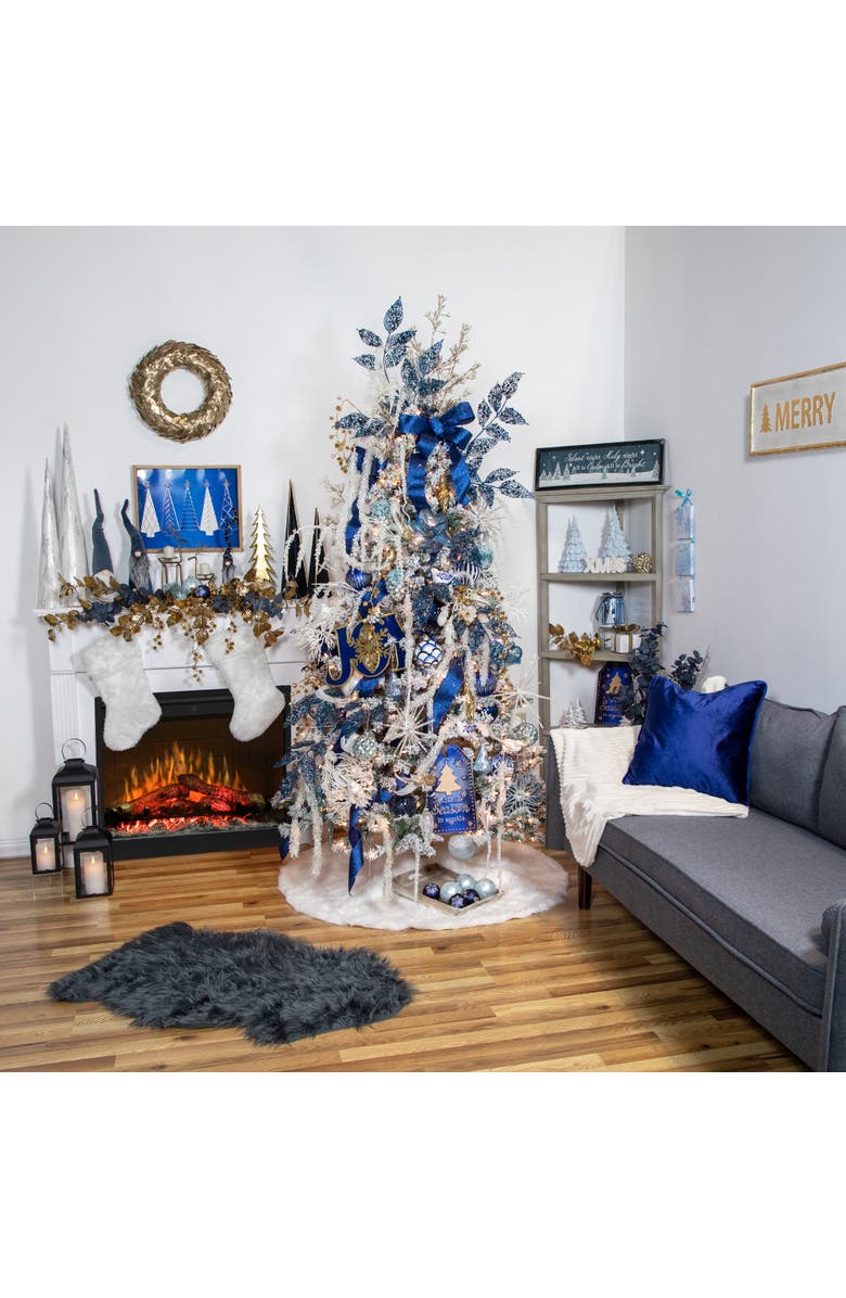 Northlight 2' x 3' Furry Chic Stone Blue Faux Fur Plush Pile Area Throw Rug, Alternate, color, 