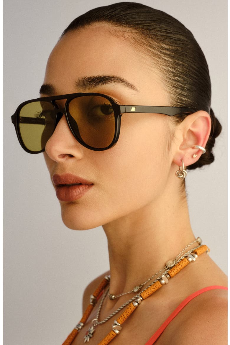 Tragic Magic 56mm Aviator Sunglasses, Alternate, color, BLACK / OLIVE TINT