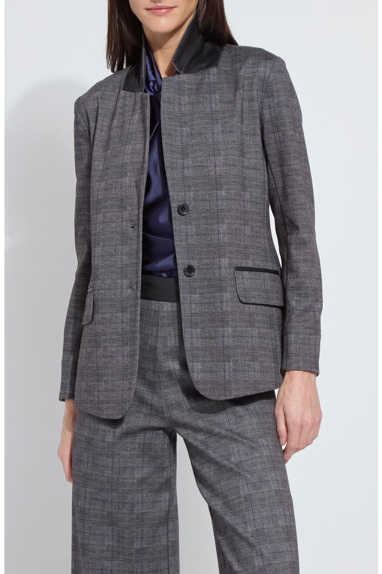 Everest Jacquard Ponte Blazer, Alternate, color, CHARCOAL GLEN PLAID