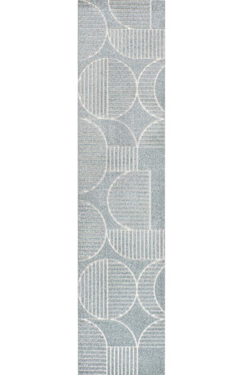 Nordby High-Low Geometric Arch Scandi Striped Indoor/Outdoor Area Rug