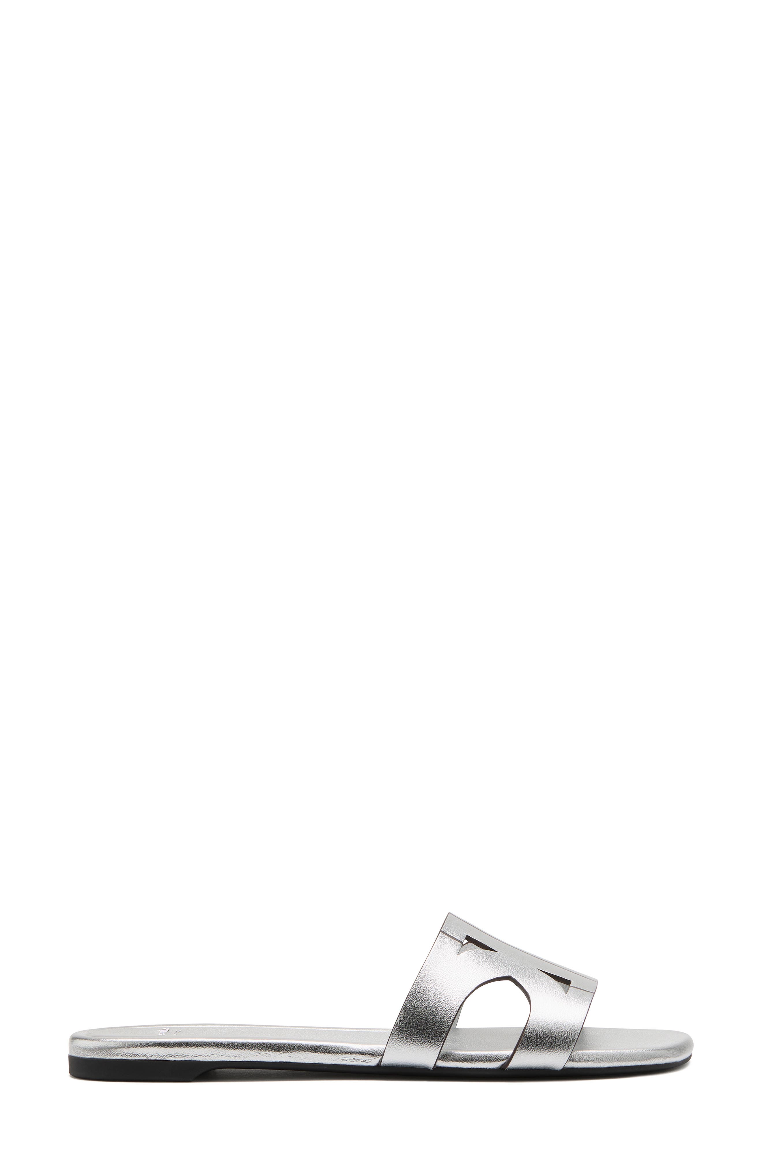 duo smooth leather slide sandal, Alternate, color, SILVER