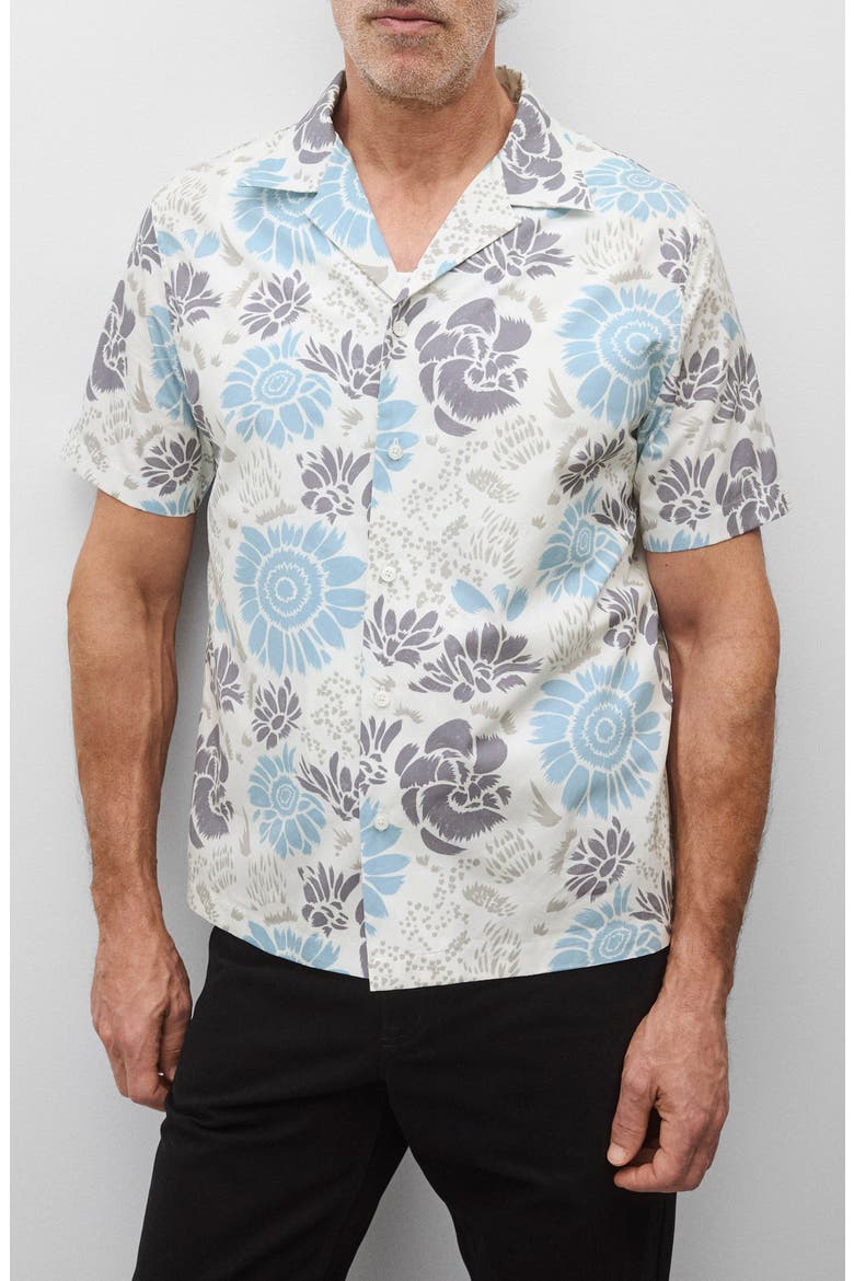 Relaxed Fit Floral Cotton Poplin Camp Shirt, Main, color, WHITE-GULF
