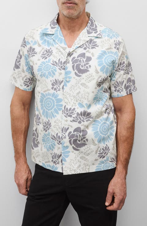 Relaxed Fit Floral Cotton Poplin Camp Shirt