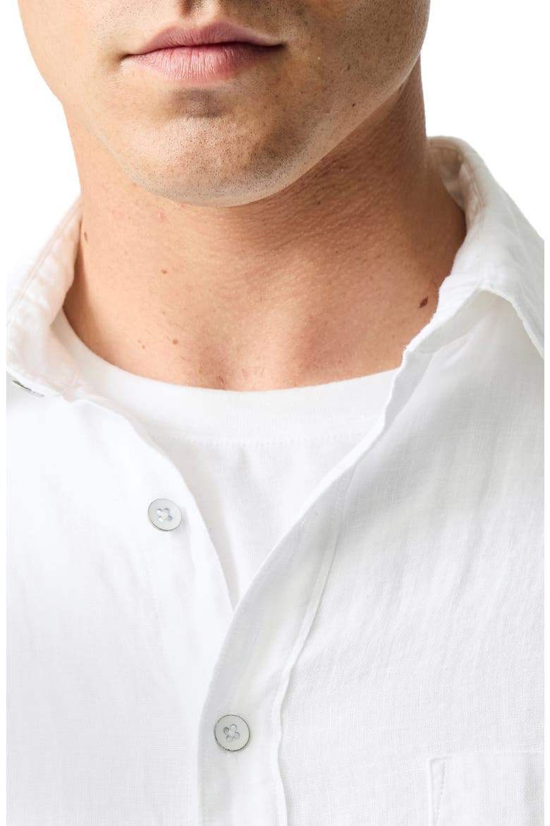 Palm Beach Sports Fit Short Sleeve Linen Button-Up Shirt, Alternate, color, SNOW
