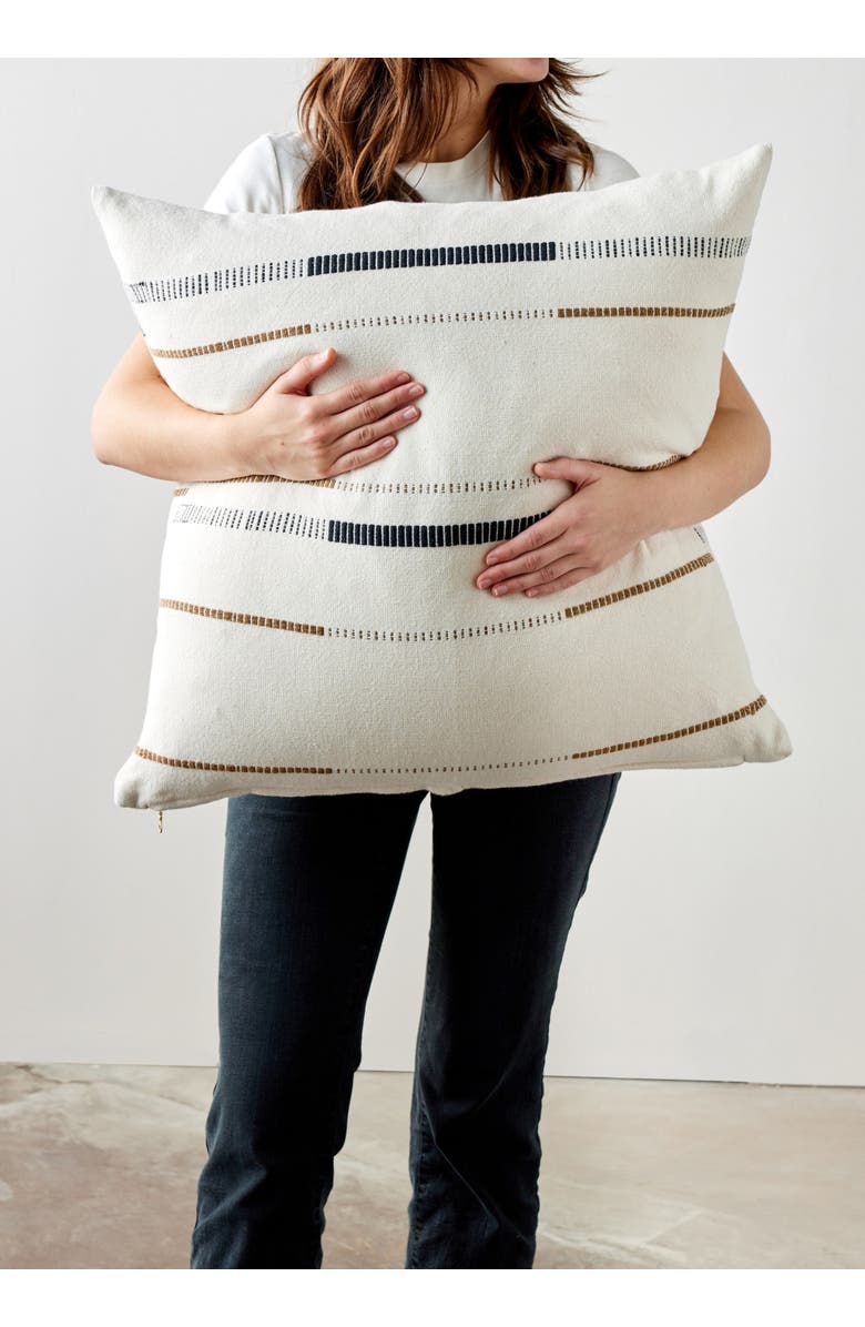 kanju Interiors Mason Hand-Loomed Cotton Pillow, Alternate, color, Natural